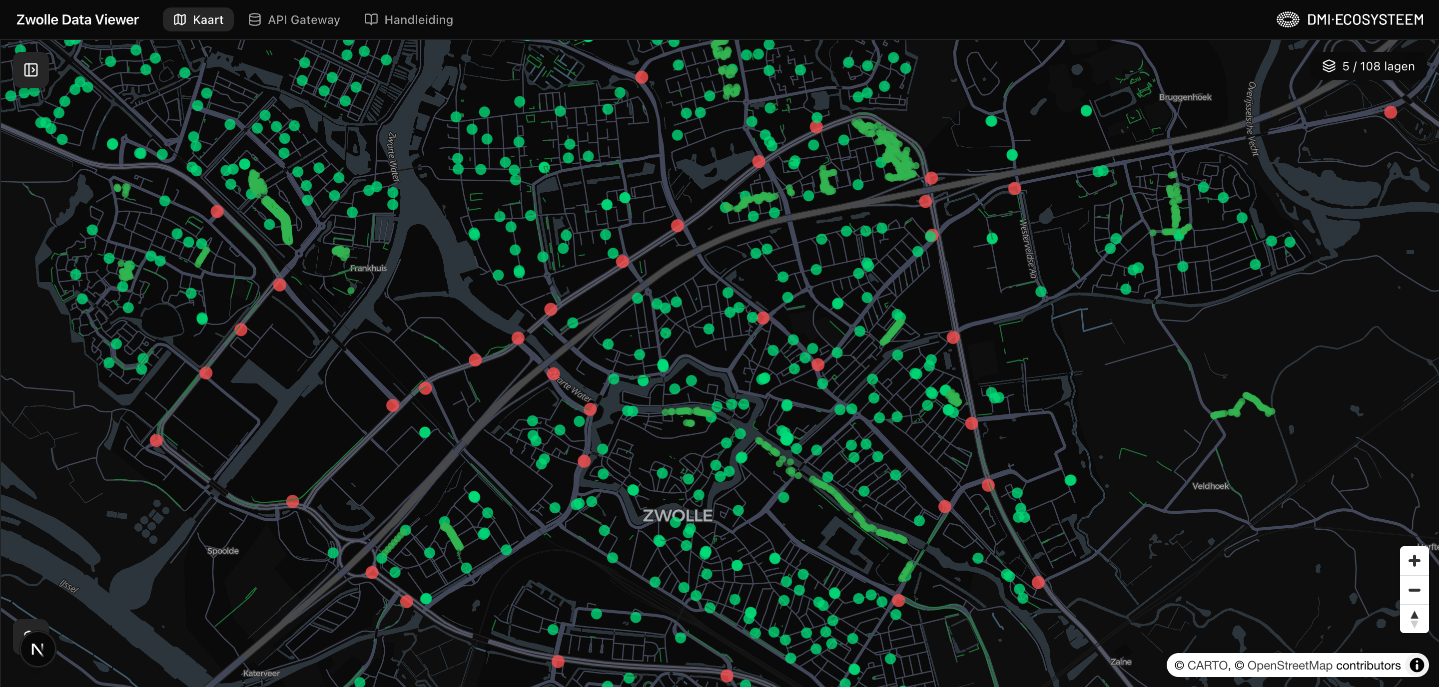 Donkere achtergrondkaart (CARTO Dark Matter)